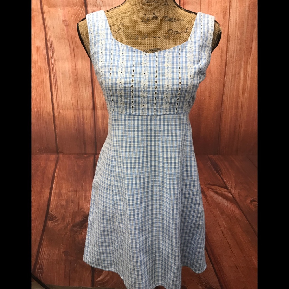 Esprit Light Blue and White Gingham Sundress